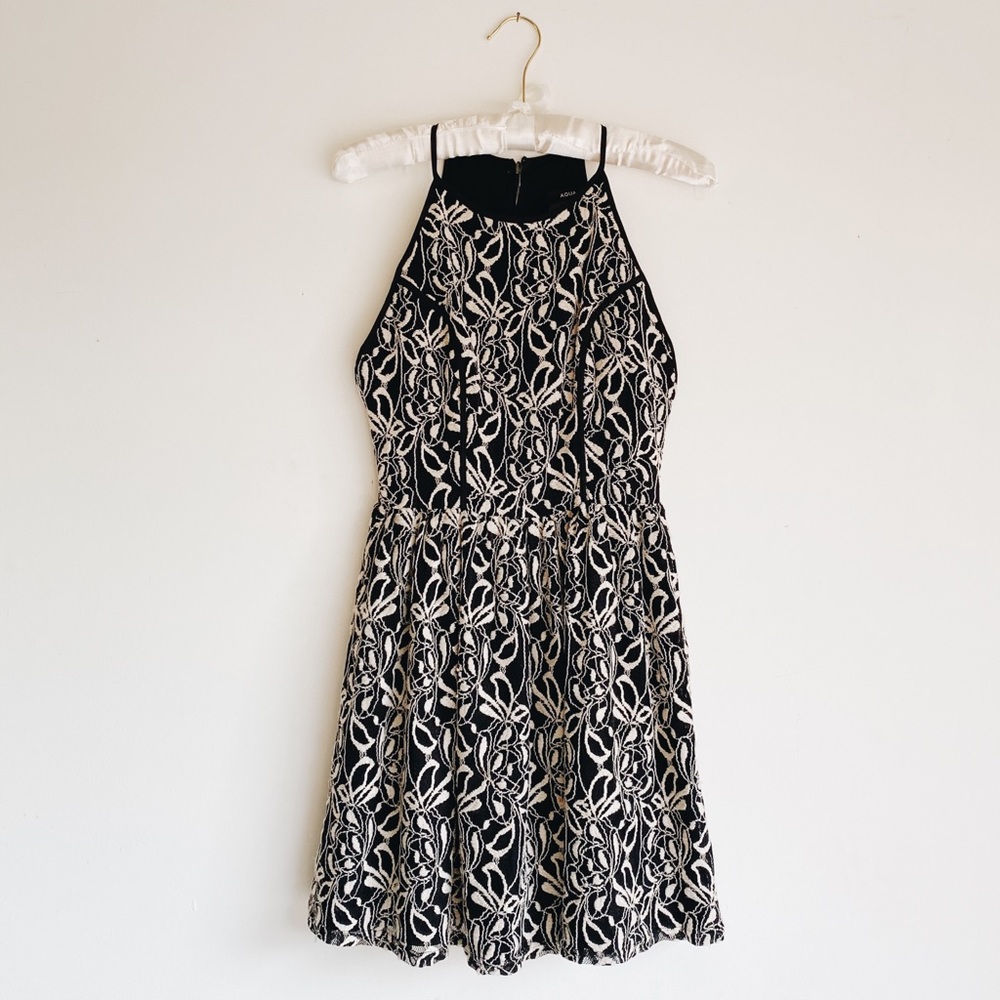 Aqua Racer-back Embroidered Dress